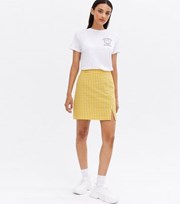 New Look Yellow Check High Waist Split Hem Mini Skirt